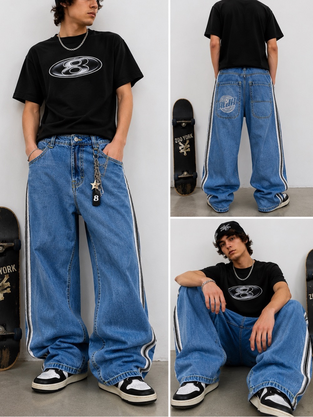 ALAB Mega Rave 26” Baggy Cargo Jeans Y2K Skater Size 34 *waist measures 33